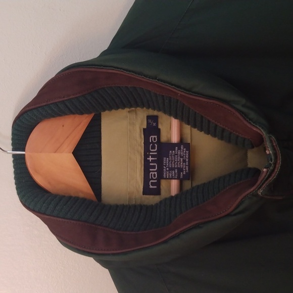 Vintage Nautica Green XL Down Filled Aviator/Bomber Coat - Picture 11 of 15